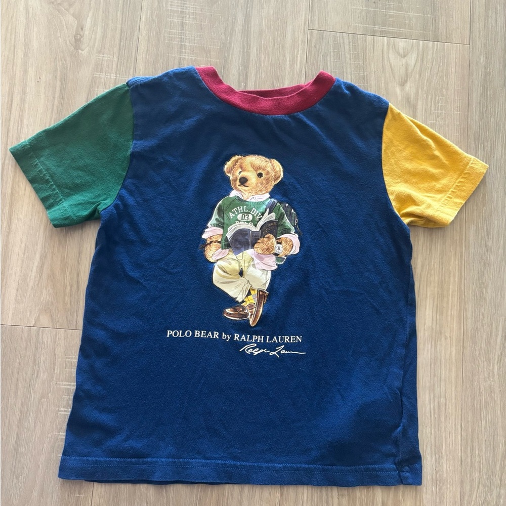 Polo by Ralph Lauren Kids' Polo Bear Colorblock Tee - Navy/Green/Yellow
